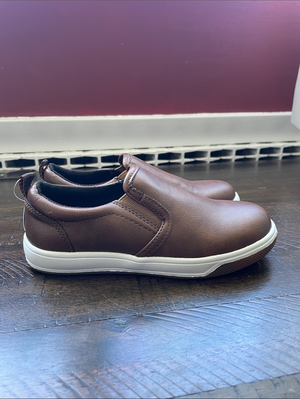Sonoma Brown Slip-On Kids Loafers with White Sole - Picture 3 of 5